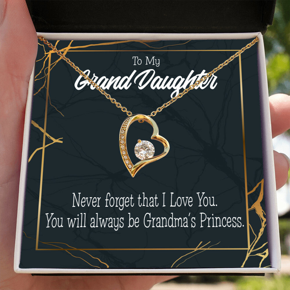 To My Granddaughter Grandma's Princess Forever Necklace w Message Card-Express Your Love Gifts
