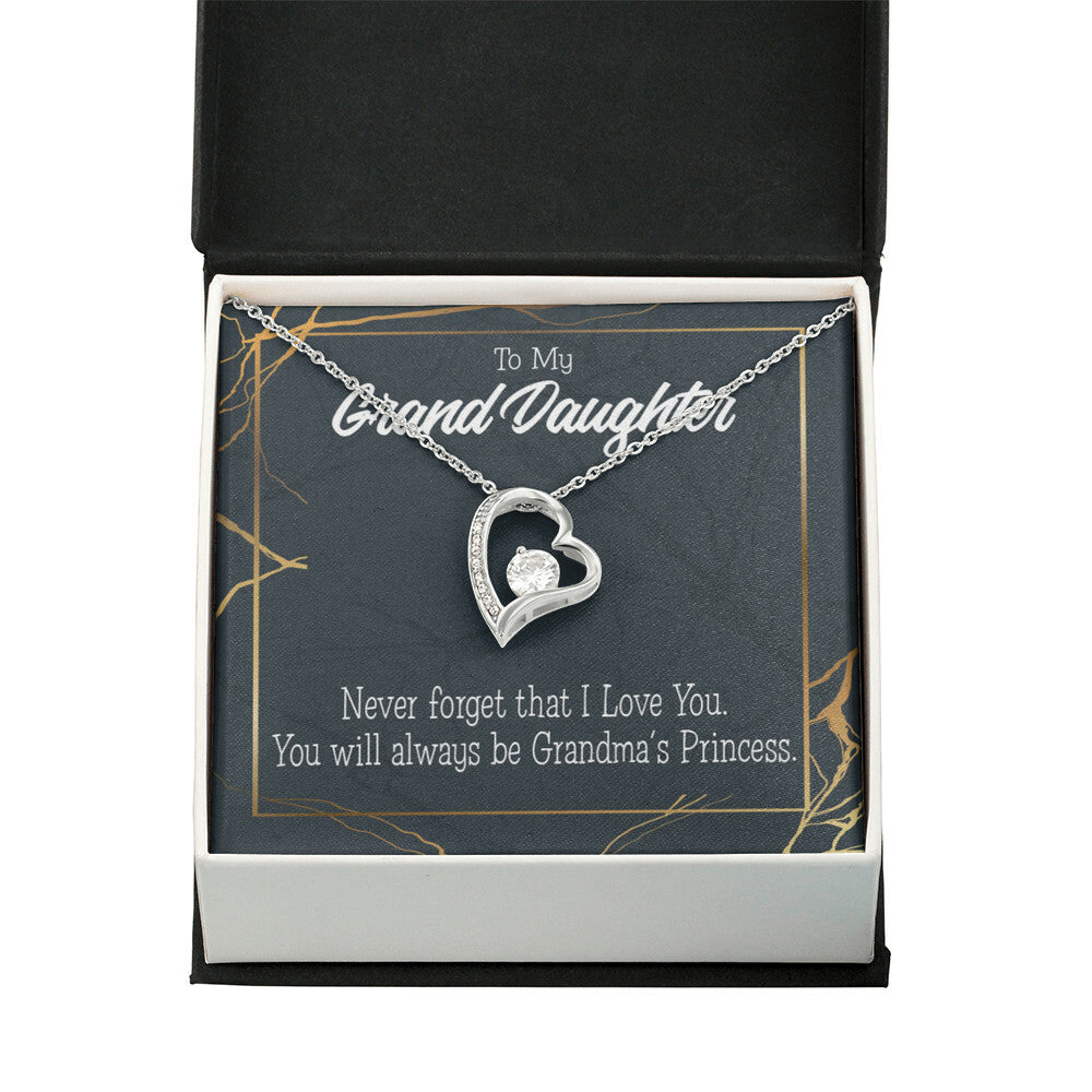 To My Granddaughter Grandma's Princess Forever Necklace w Message Card-Express Your Love Gifts