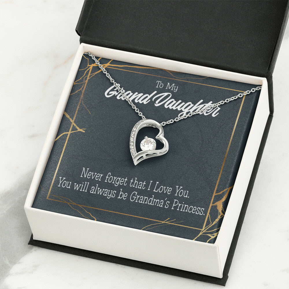 To My Granddaughter Grandma's Princess Forever Necklace w Message Card-Express Your Love Gifts