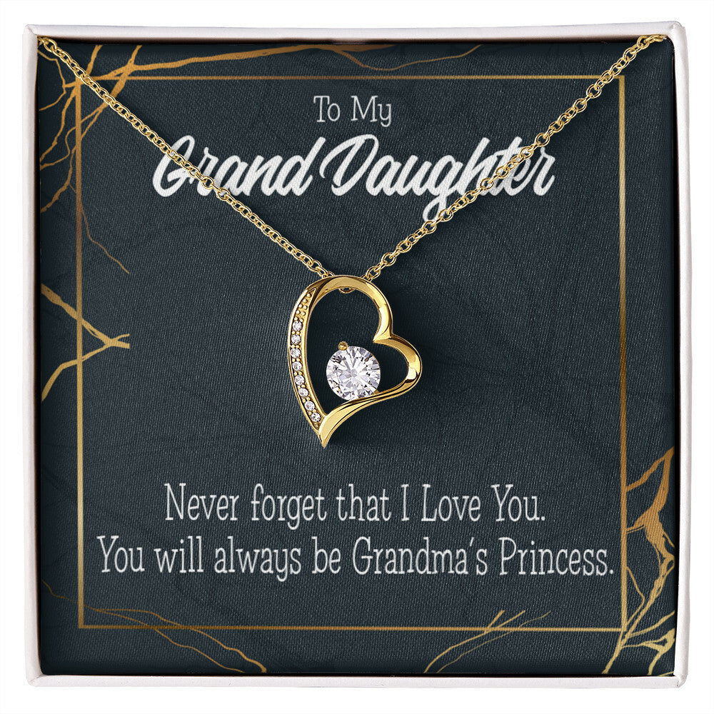 To My Granddaughter Grandma's Princess Forever Necklace w Message Card-Express Your Love Gifts