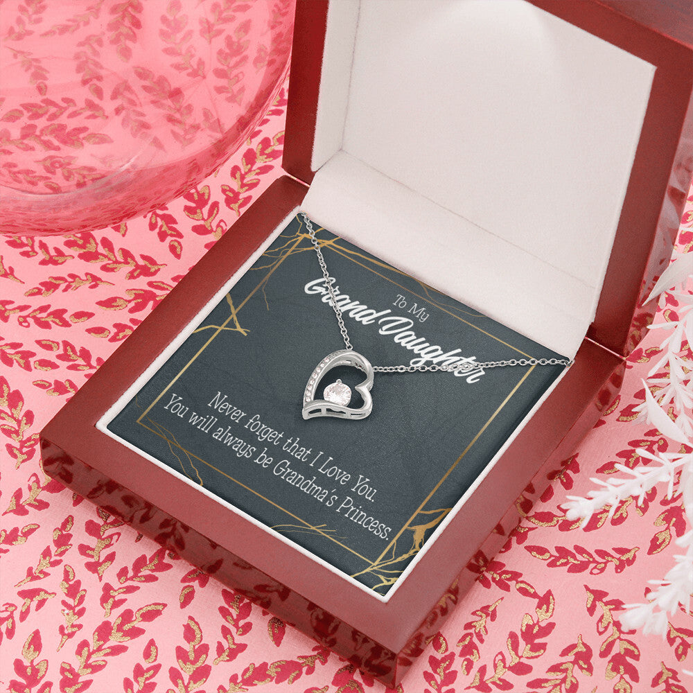 To My Granddaughter Grandma's Princess Forever Necklace w Message Card-Express Your Love Gifts