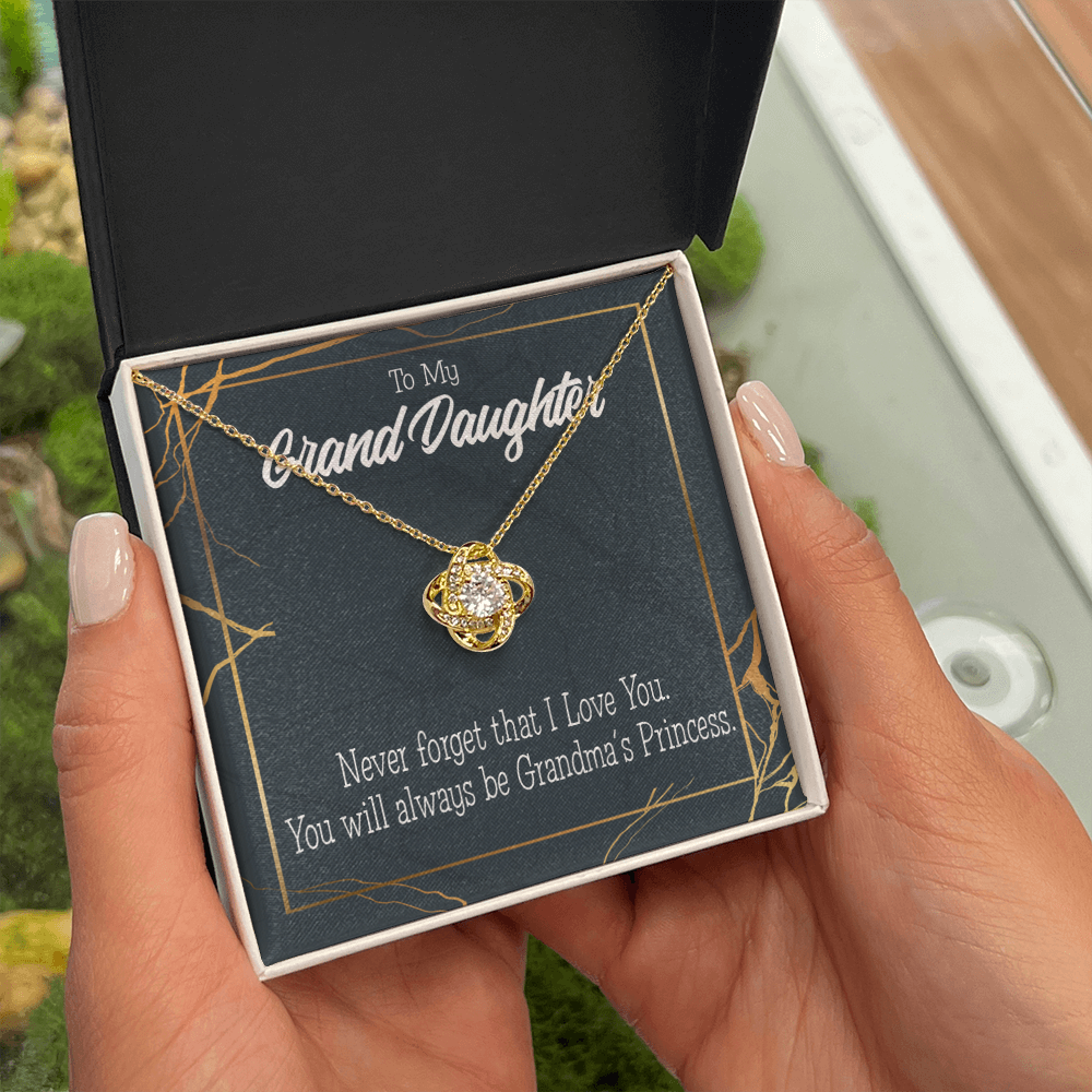 To My Granddaughter Grandma's Princess Infinity Knot Necklace Message Card-Express Your Love Gifts