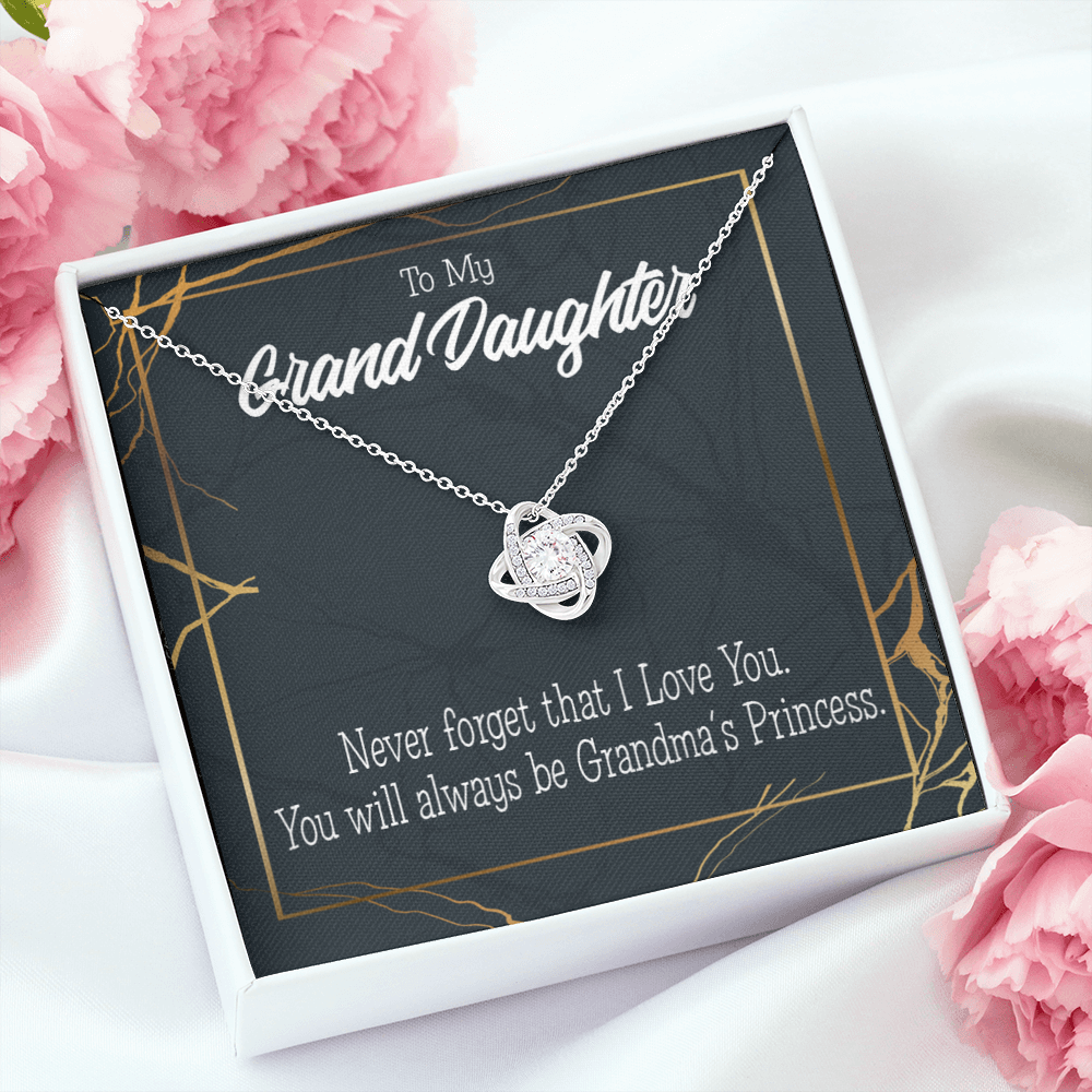 To My Granddaughter Grandma's Princess Infinity Knot Necklace Message Card-Express Your Love Gifts