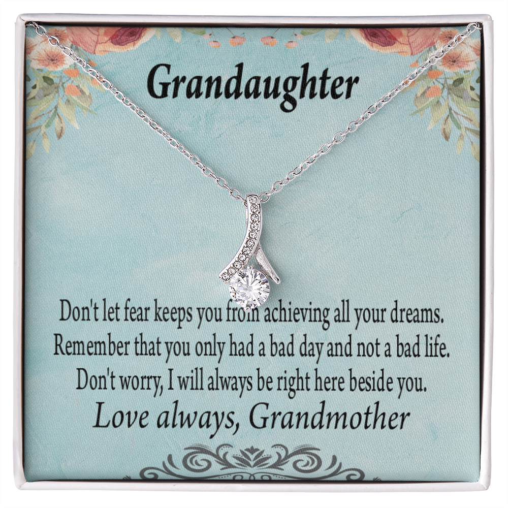 To My Granddaughter Grandma to Granddaughter Message Reach For Your Dreams Alluring Ribbon Necklace Message Card-Express Your Love Gifts