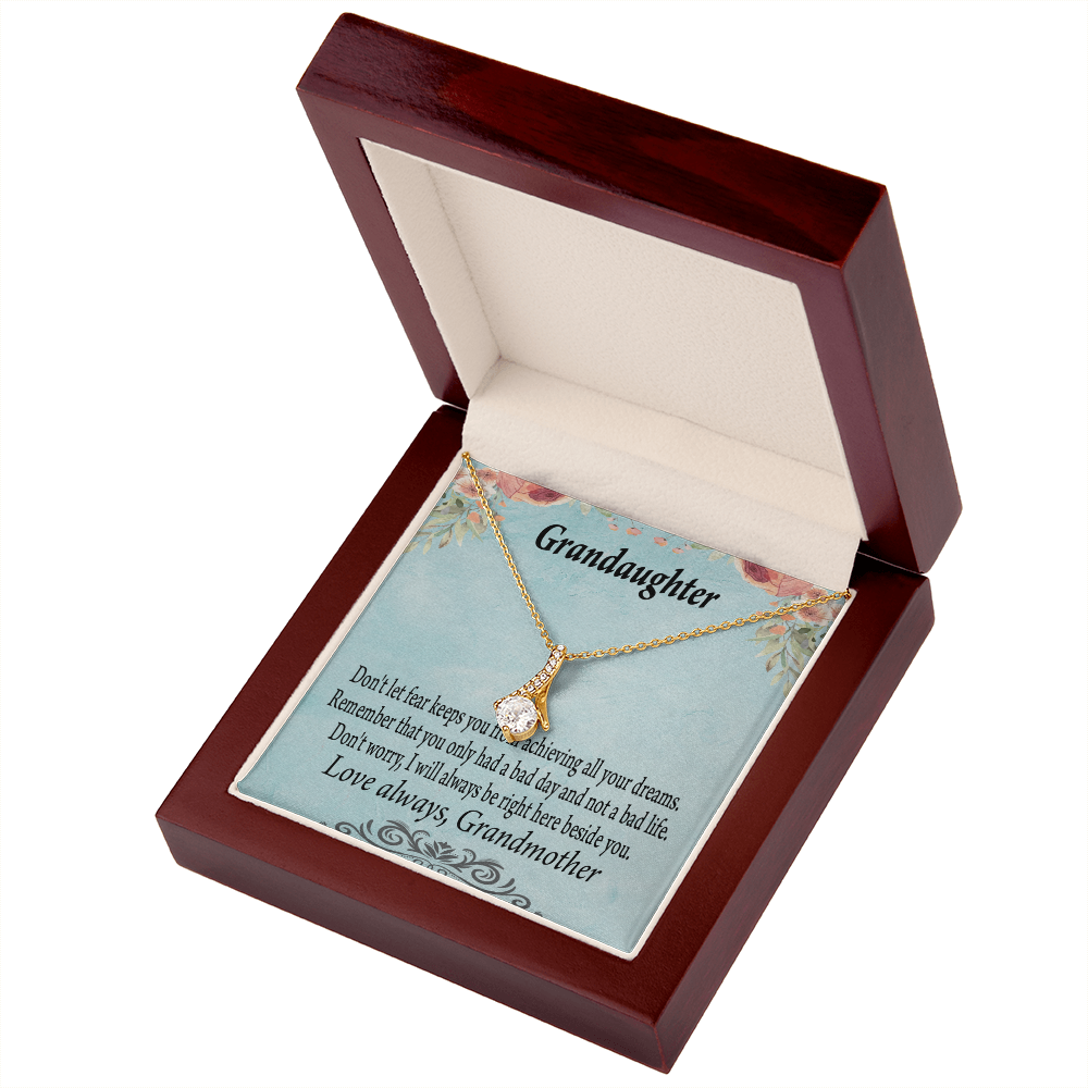 To My Granddaughter Grandma to Granddaughter Message Reach For Your Dreams Alluring Ribbon Necklace Message Card-Express Your Love Gifts