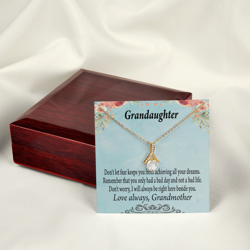 To My Granddaughter Grandma to Granddaughter Message Reach For Your Dreams Alluring Ribbon Necklace Message Card-Express Your Love Gifts