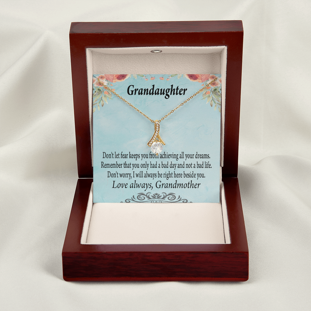 To My Granddaughter Grandma to Granddaughter Message Reach For Your Dreams Alluring Ribbon Necklace Message Card-Express Your Love Gifts