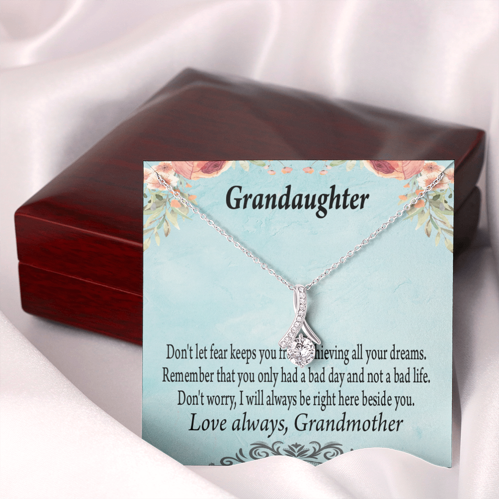 To My Granddaughter Grandma to Granddaughter Message Reach For Your Dreams Alluring Ribbon Necklace Message Card-Express Your Love Gifts