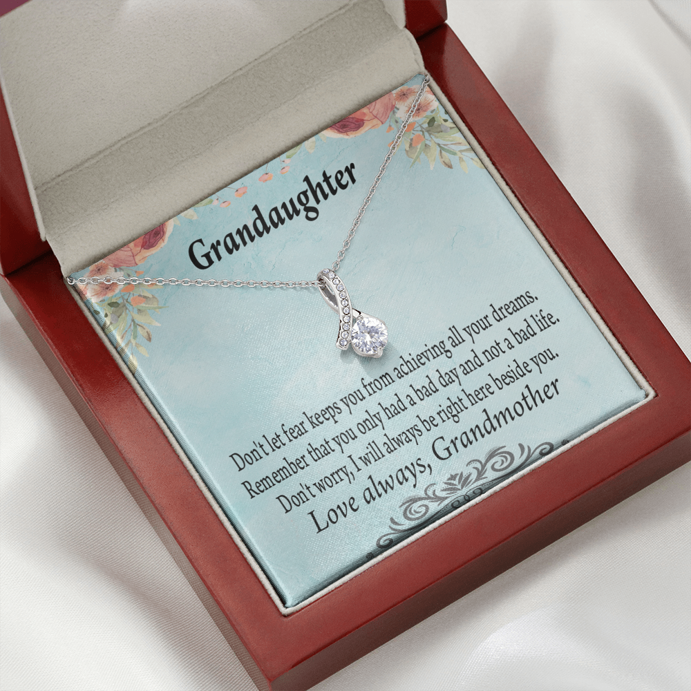 To My Granddaughter Grandma to Granddaughter Message Reach For Your Dreams Alluring Ribbon Necklace Message Card-Express Your Love Gifts
