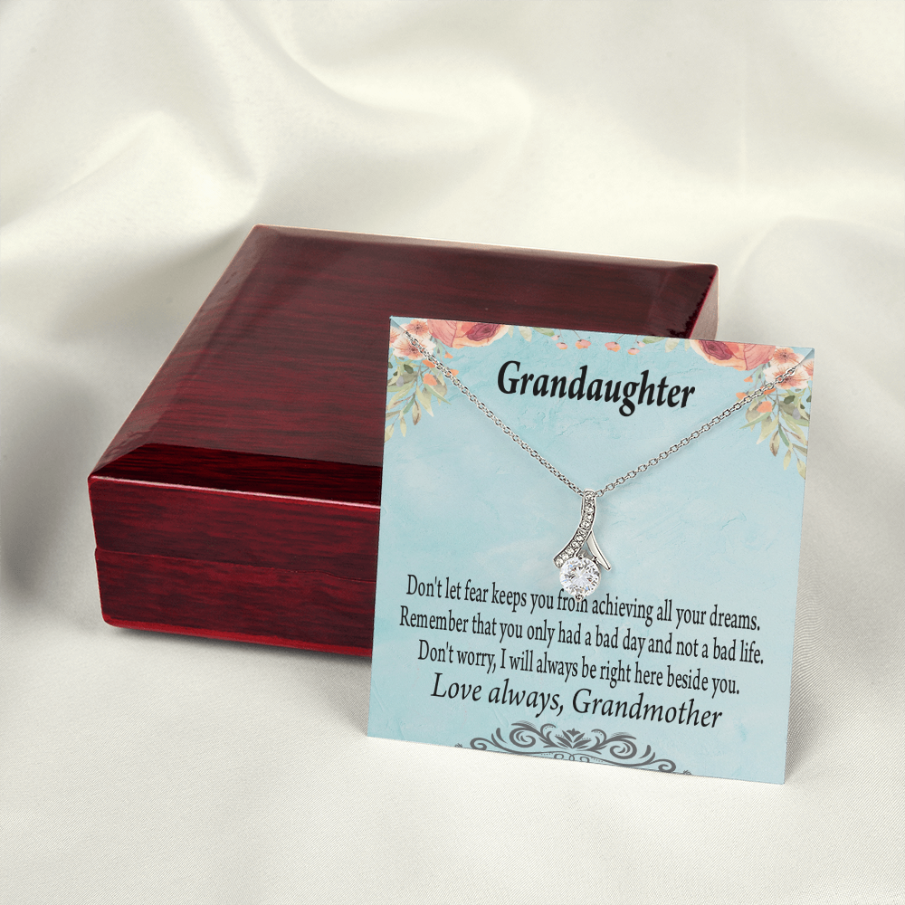To My Granddaughter Grandma to Granddaughter Message Reach For Your Dreams Alluring Ribbon Necklace Message Card-Express Your Love Gifts
