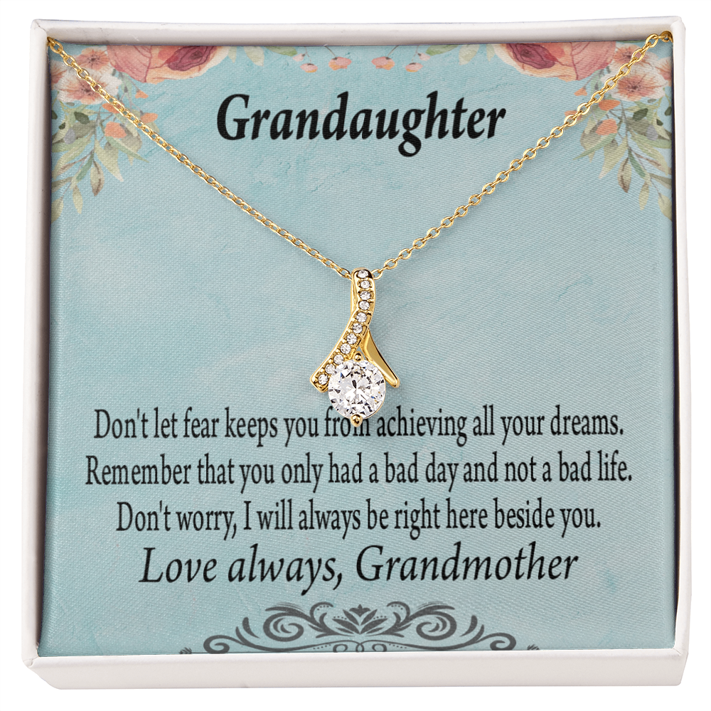 To My Granddaughter Grandma to Granddaughter Message Reach For Your Dreams Alluring Ribbon Necklace Message Card-Express Your Love Gifts