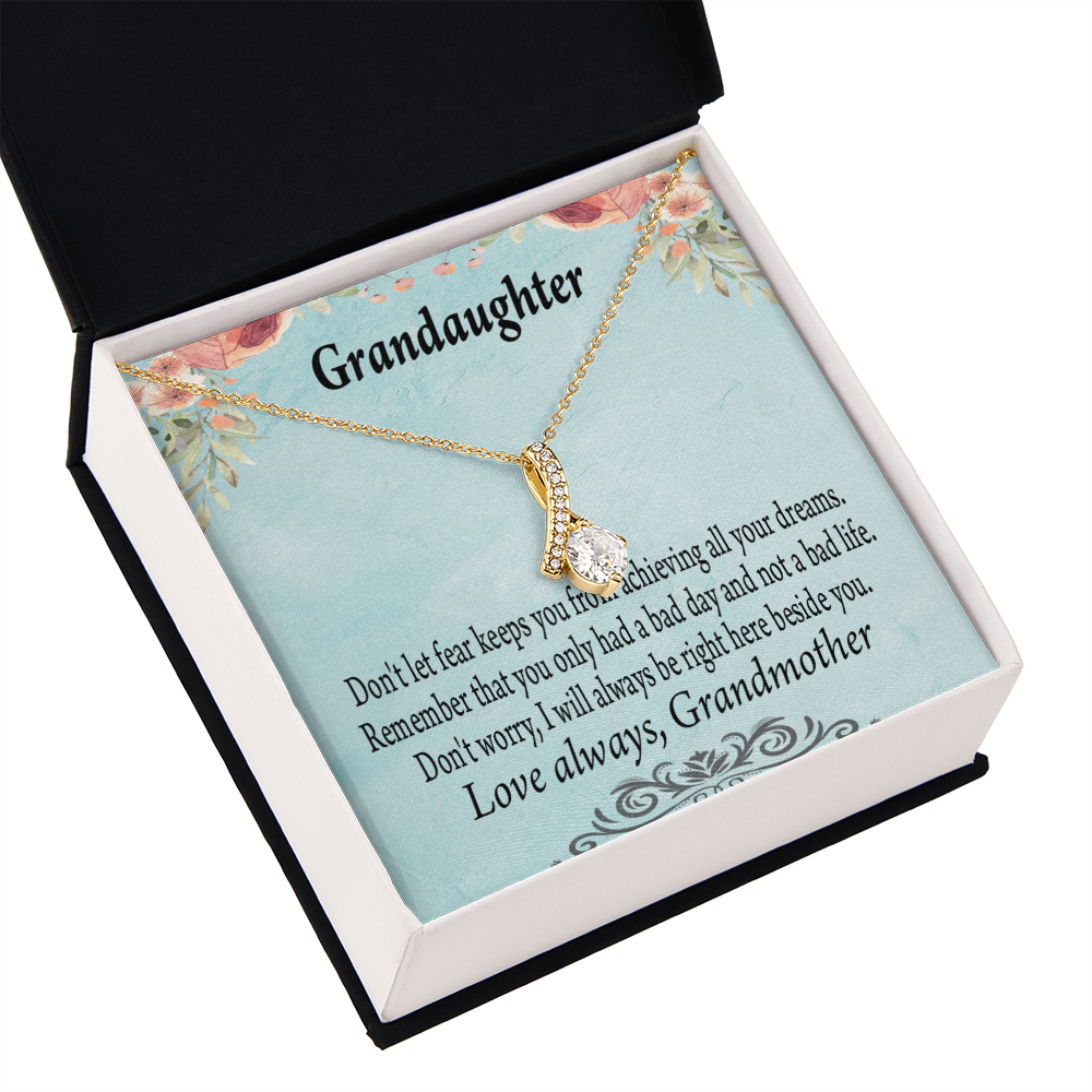 To My Granddaughter Grandma to Granddaughter Message Reach For Your Dreams Alluring Ribbon Necklace Message Card-Express Your Love Gifts