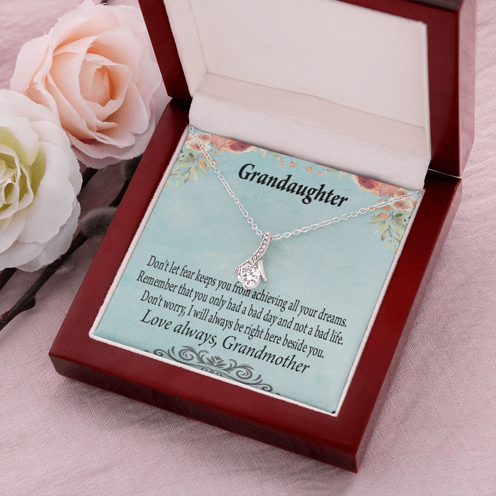 To My Granddaughter Grandma to Granddaughter Message Reach For Your Dreams Alluring Ribbon Necklace Message Card-Express Your Love Gifts