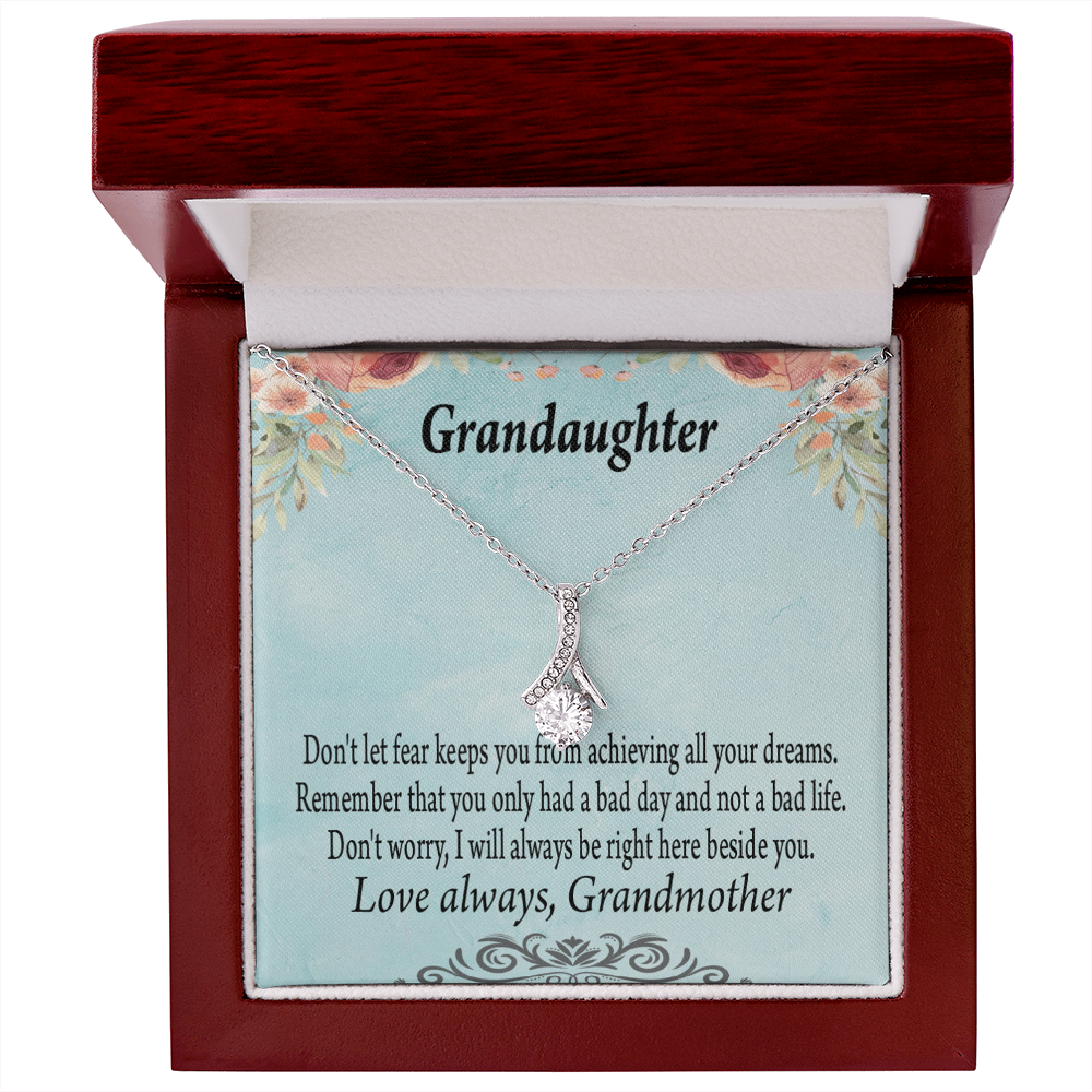 To My Granddaughter Grandma to Granddaughter Message Reach For Your Dreams Alluring Ribbon Necklace Message Card-Express Your Love Gifts