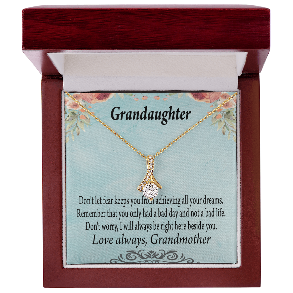 To My Granddaughter Grandma to Granddaughter Message Reach For Your Dreams Alluring Ribbon Necklace Message Card-Express Your Love Gifts