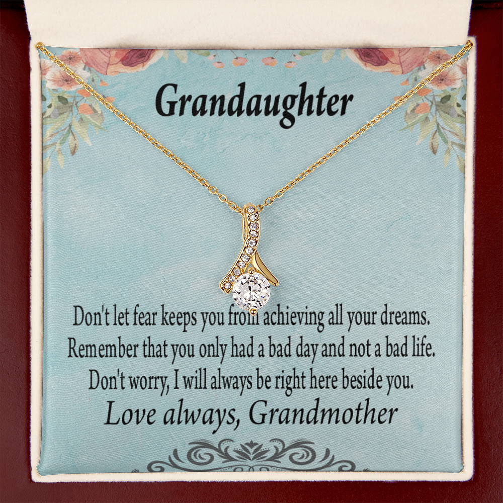 To My Granddaughter Grandma to Granddaughter Message Reach For Your Dreams Alluring Ribbon Necklace Message Card-Express Your Love Gifts