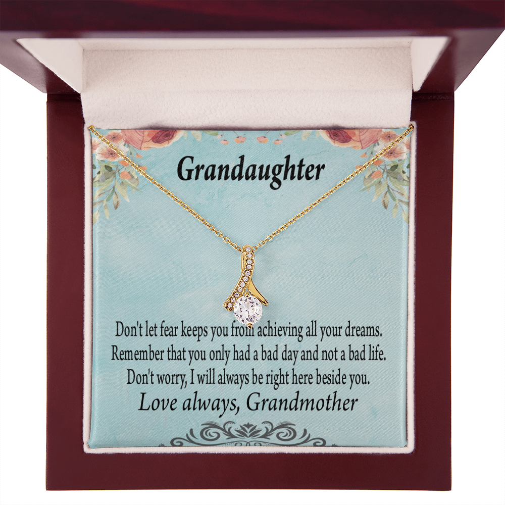 To My Granddaughter Grandma to Granddaughter Message Reach For Your Dreams Alluring Ribbon Necklace Message Card-Express Your Love Gifts