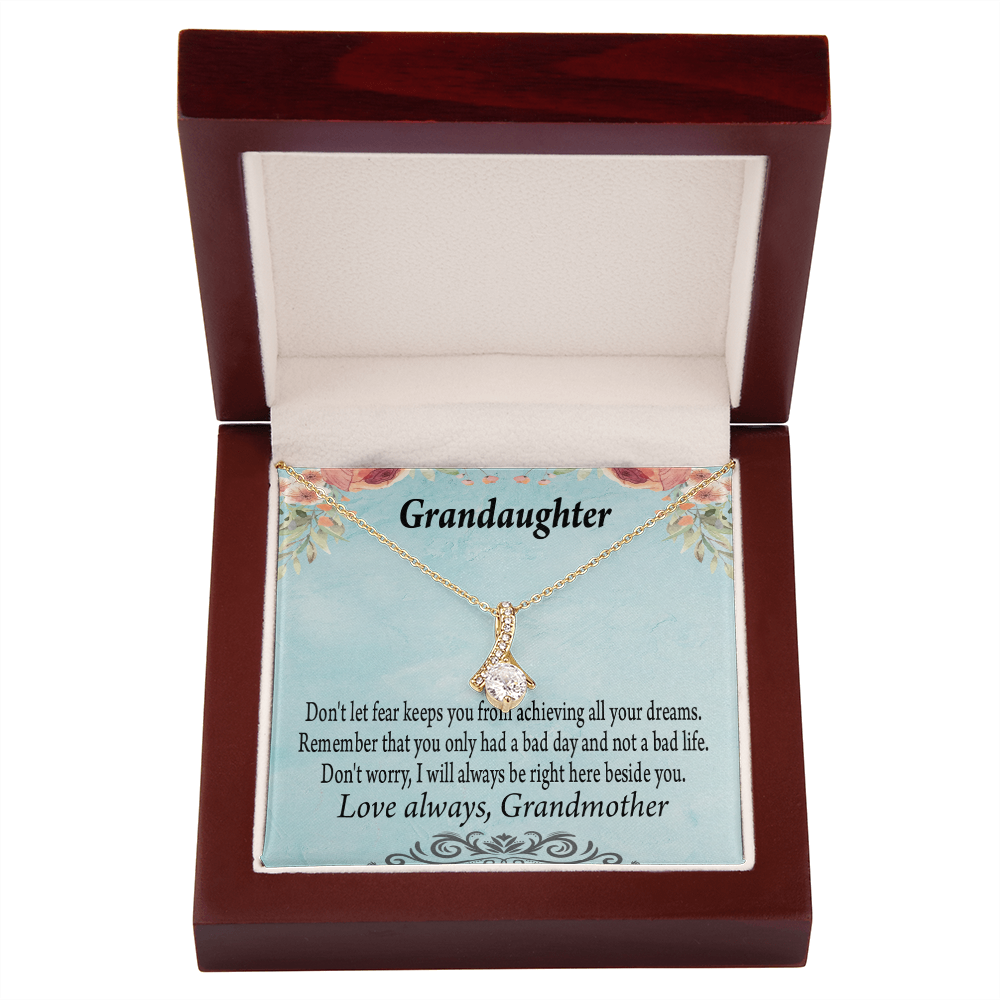 To My Granddaughter Grandma to Granddaughter Message Reach For Your Dreams Alluring Ribbon Necklace Message Card-Express Your Love Gifts