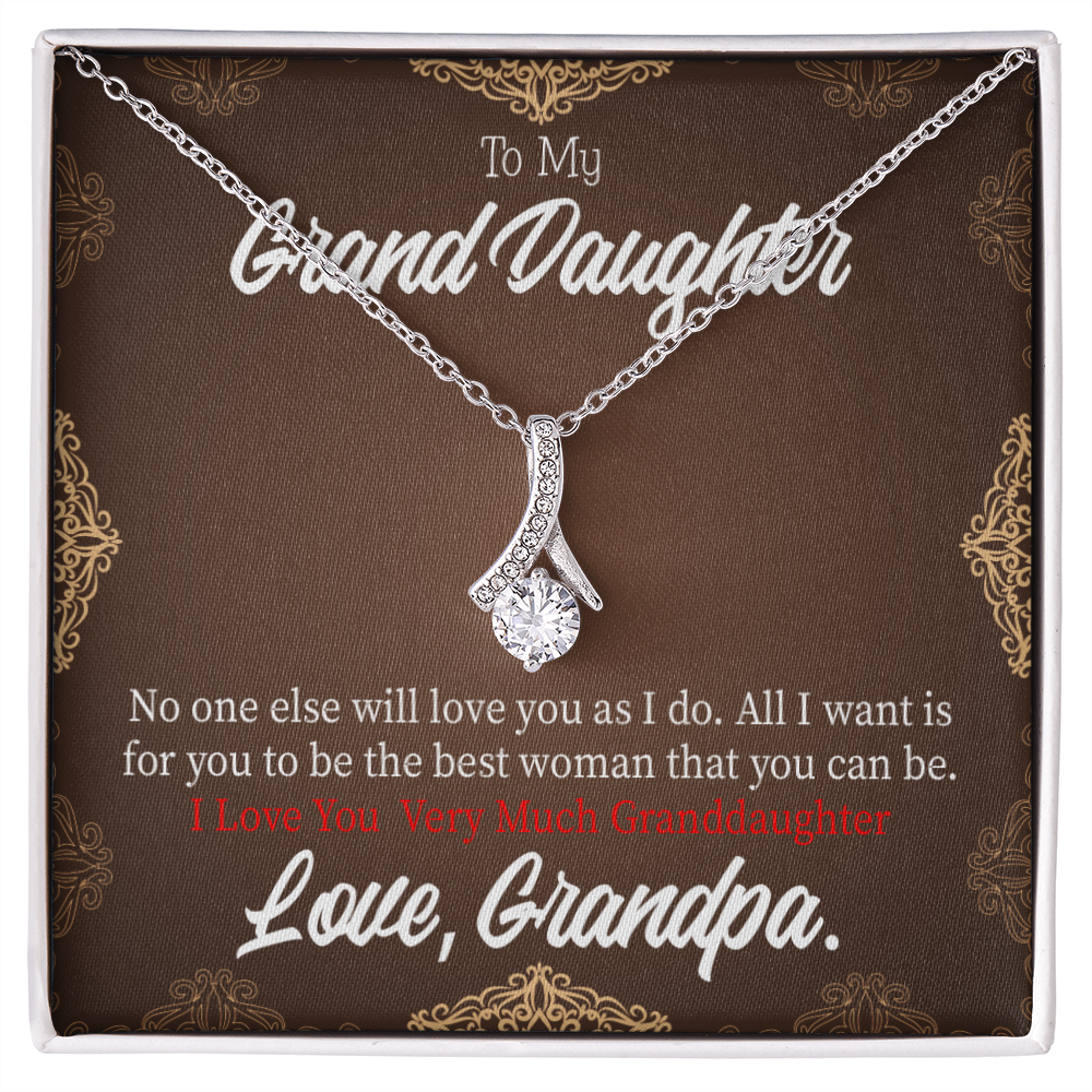 To My Granddaughter Grandpa Encouragement Alluring Ribbon Necklace Message Card-Express Your Love Gifts