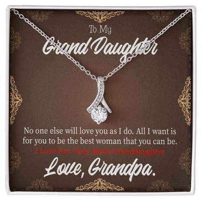 To My Granddaughter Grandpa Encouragement Alluring Ribbon Necklace Message Card-Express Your Love Gifts