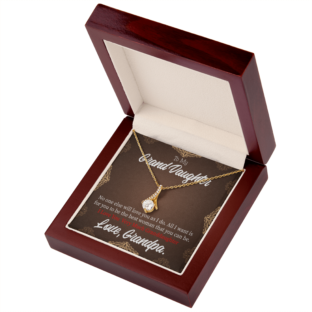 To My Granddaughter Grandpa Encouragement Alluring Ribbon Necklace Message Card-Express Your Love Gifts