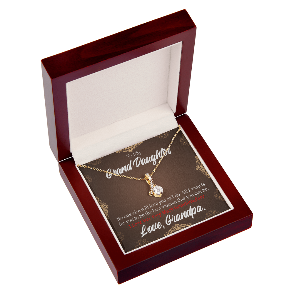 To My Granddaughter Grandpa Encouragement Alluring Ribbon Necklace Message Card-Express Your Love Gifts