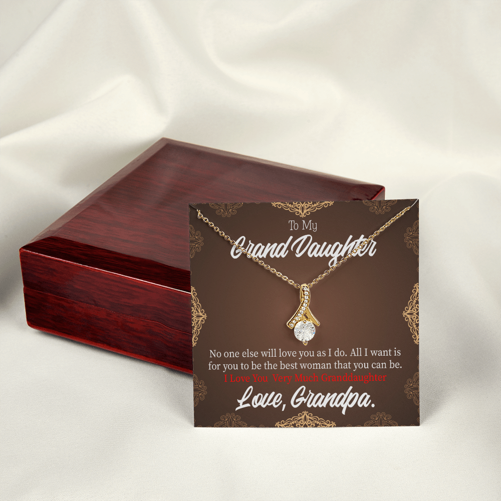 To My Granddaughter Grandpa Encouragement Alluring Ribbon Necklace Message Card-Express Your Love Gifts