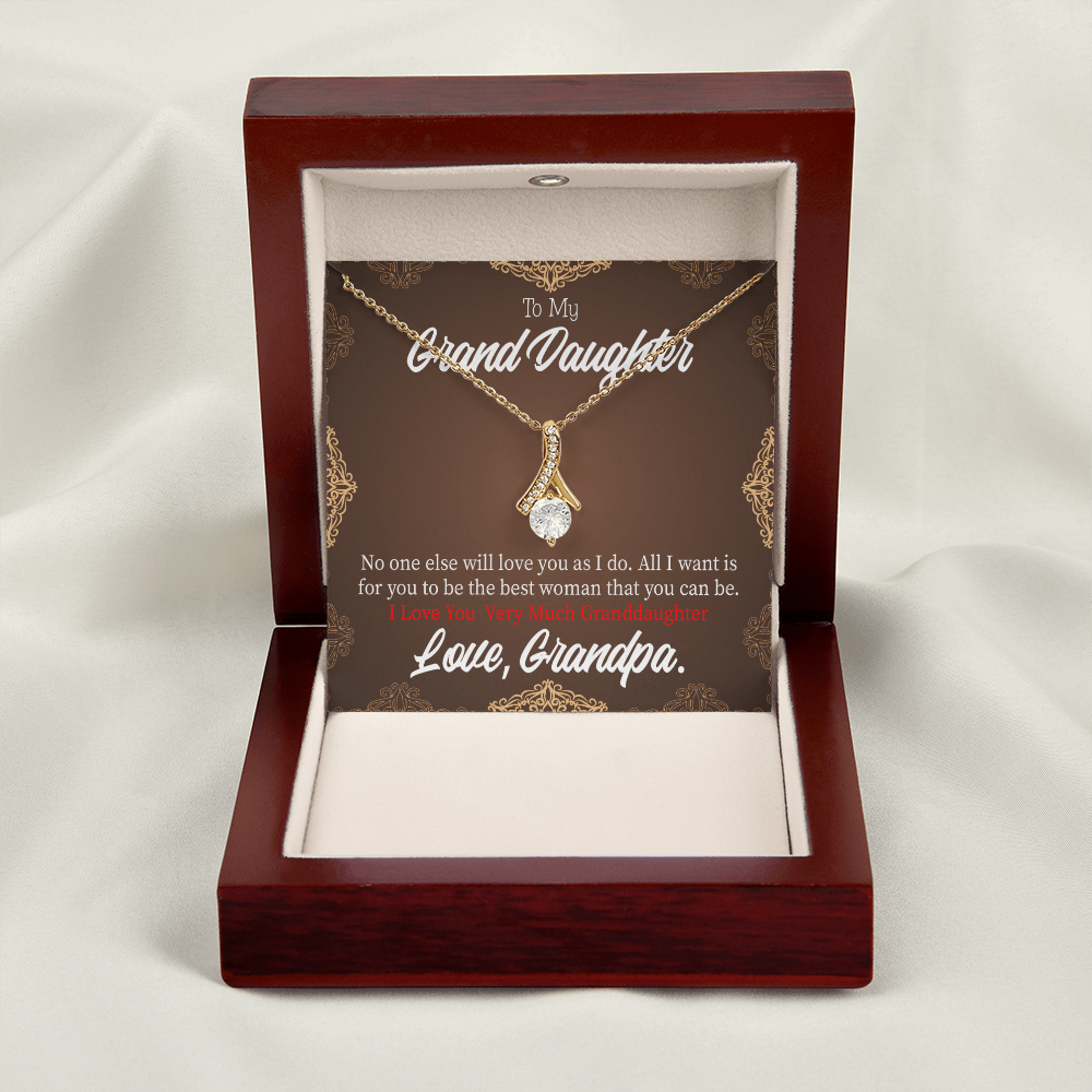 To My Granddaughter Grandpa Encouragement Alluring Ribbon Necklace Message Card-Express Your Love Gifts