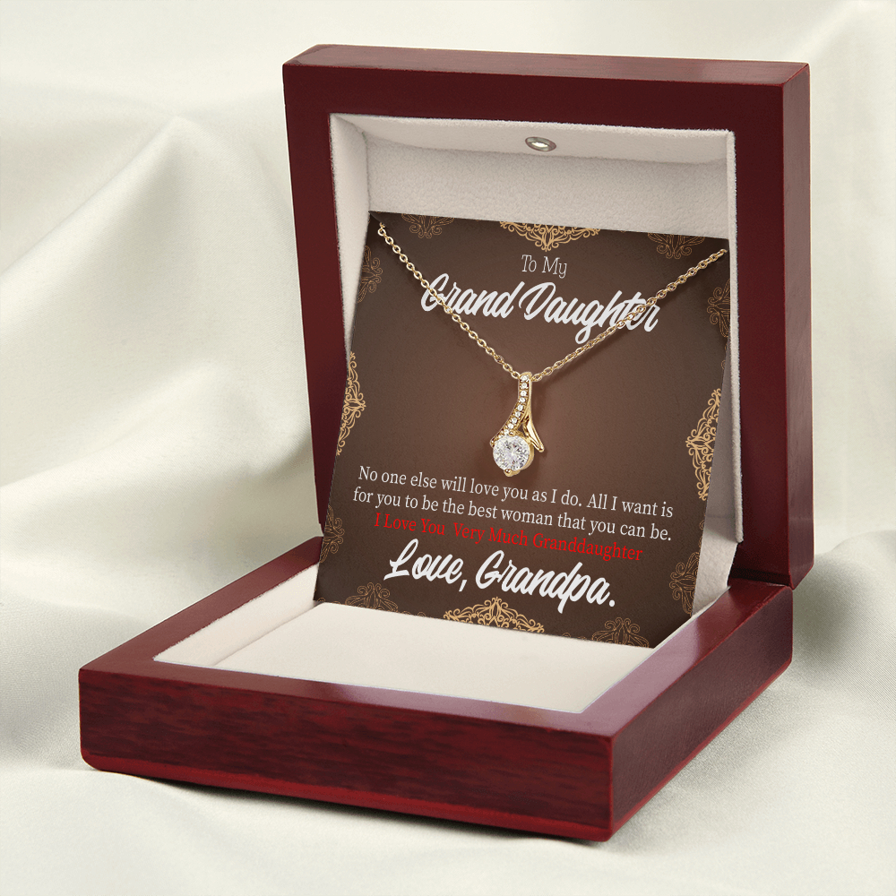 To My Granddaughter Grandpa Encouragement Alluring Ribbon Necklace Message Card-Express Your Love Gifts