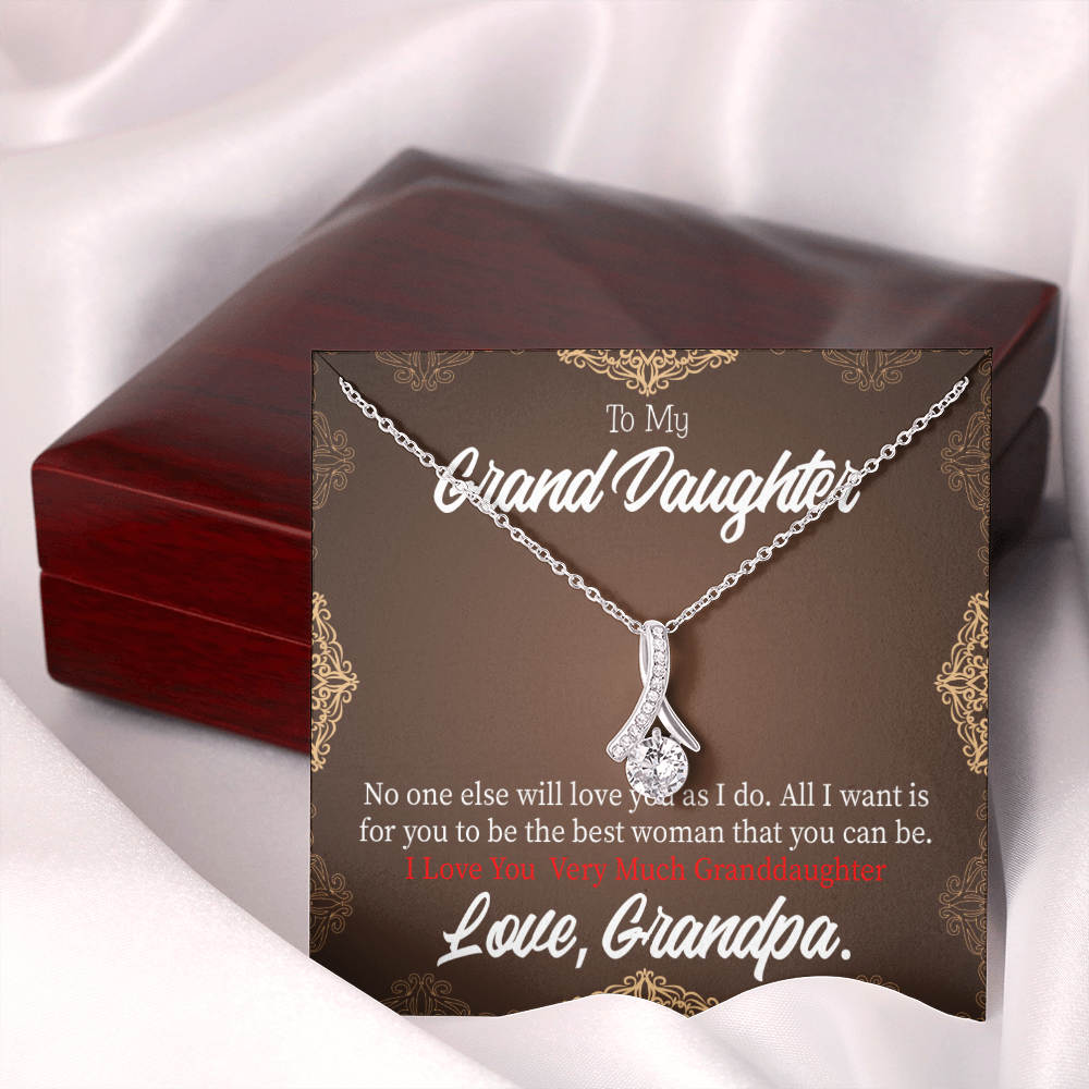 To My Granddaughter Grandpa Encouragement Alluring Ribbon Necklace Message Card-Express Your Love Gifts