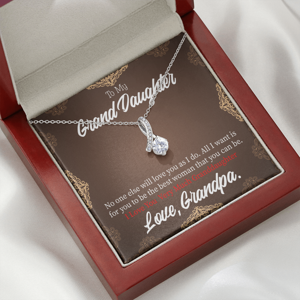 To My Granddaughter Grandpa Encouragement Alluring Ribbon Necklace Message Card-Express Your Love Gifts
