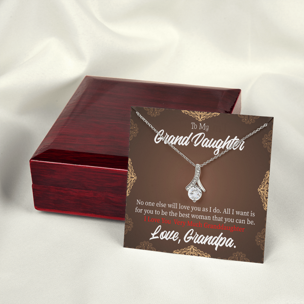 To My Granddaughter Grandpa Encouragement Alluring Ribbon Necklace Message Card-Express Your Love Gifts