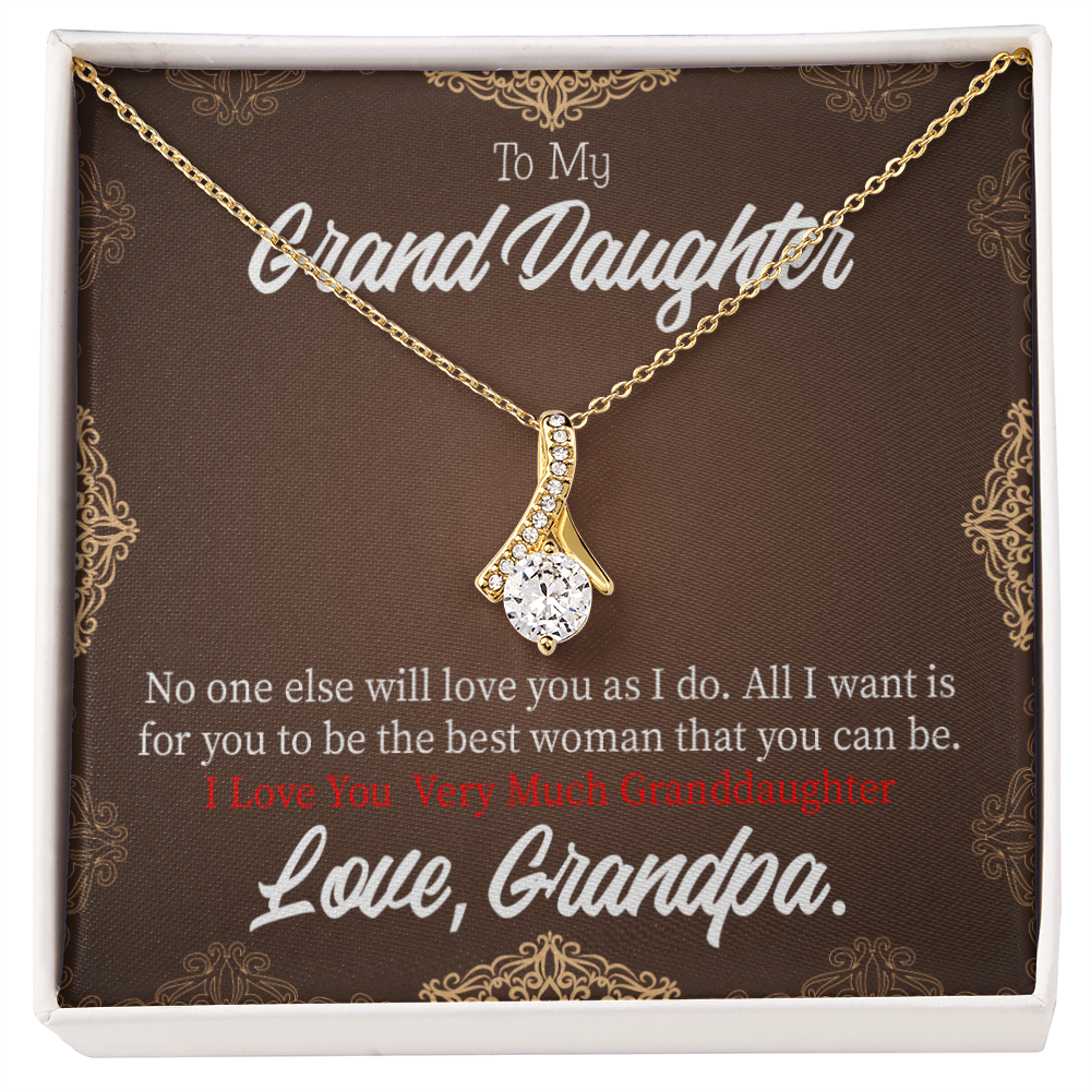 To My Granddaughter Grandpa Encouragement Alluring Ribbon Necklace Message Card-Express Your Love Gifts