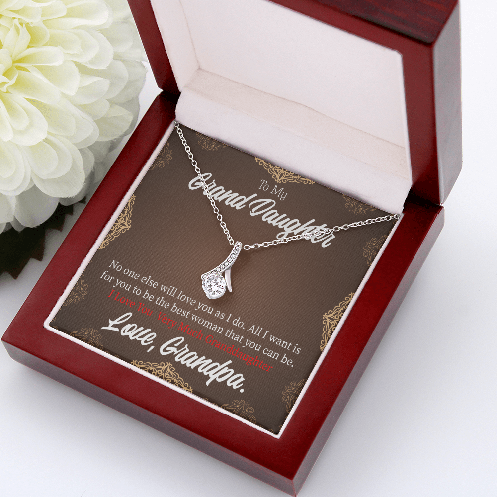 To My Granddaughter Grandpa Encouragement Alluring Ribbon Necklace Message Card-Express Your Love Gifts