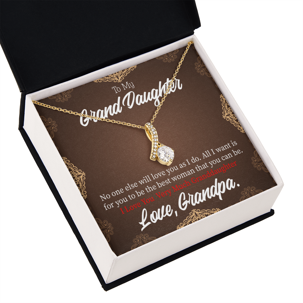 To My Granddaughter Grandpa Encouragement Alluring Ribbon Necklace Message Card-Express Your Love Gifts