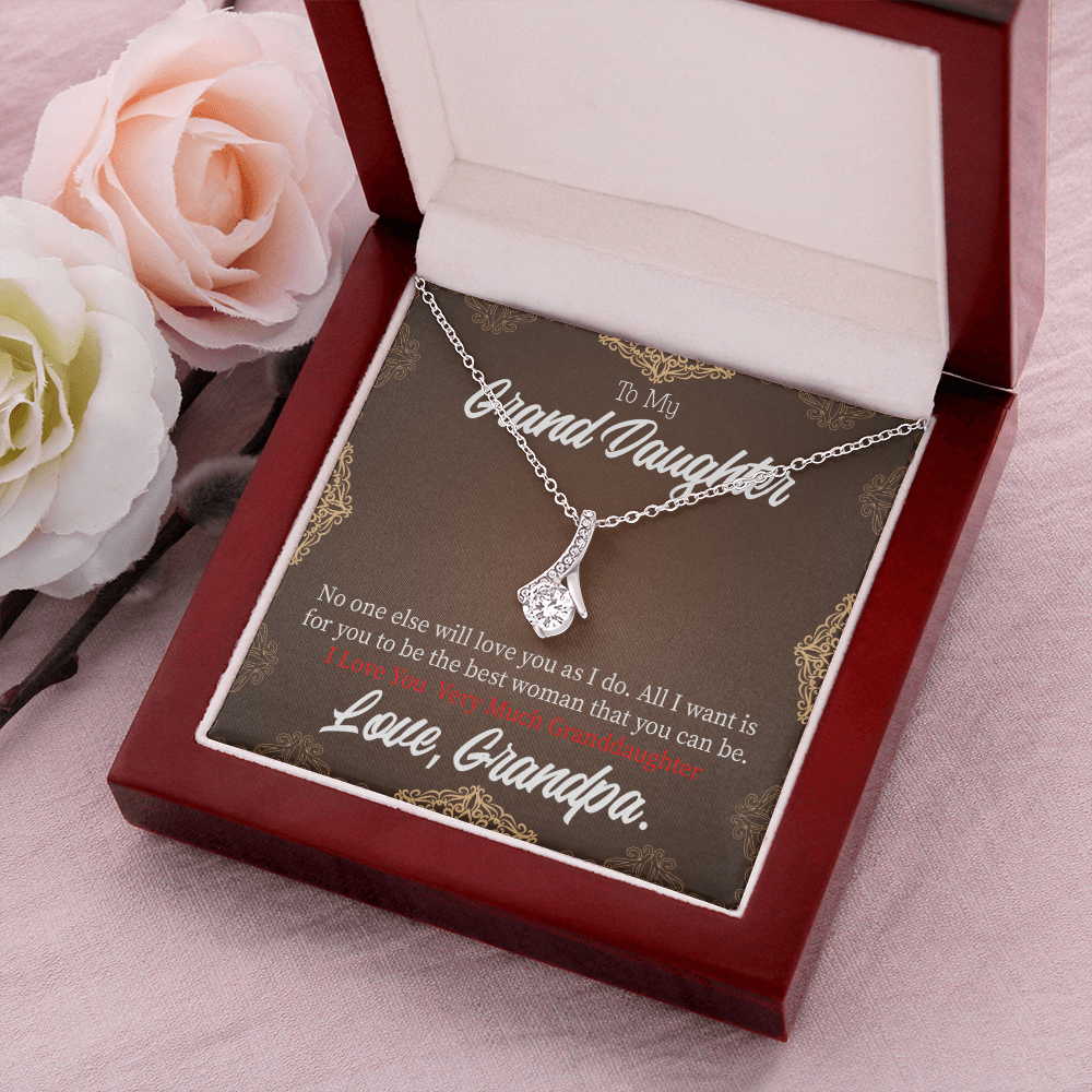 To My Granddaughter Grandpa Encouragement Alluring Ribbon Necklace Message Card-Express Your Love Gifts