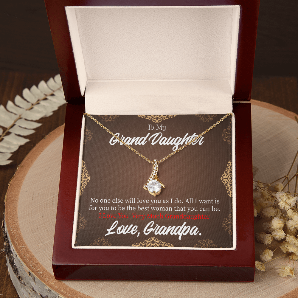 To My Granddaughter Grandpa Encouragement Alluring Ribbon Necklace Message Card-Express Your Love Gifts