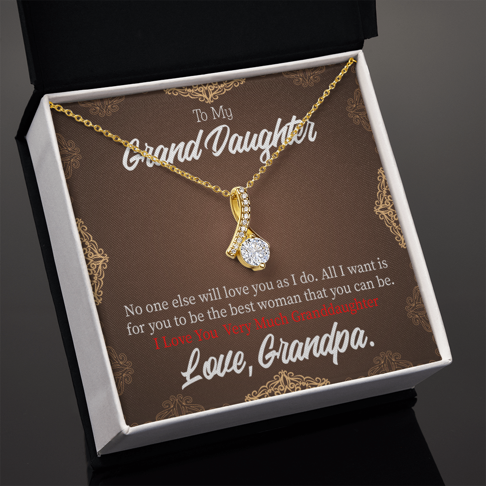 To My Granddaughter Grandpa Encouragement Alluring Ribbon Necklace Message Card-Express Your Love Gifts