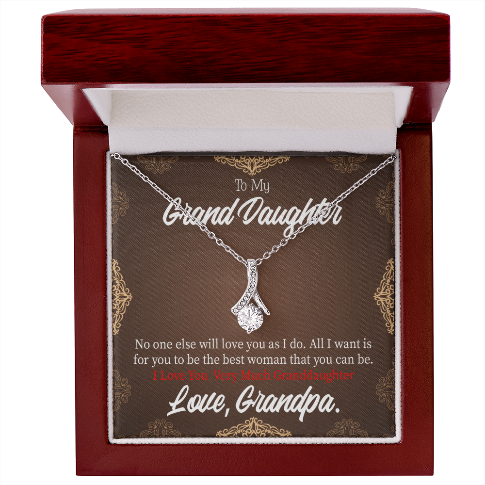 To My Granddaughter Grandpa Encouragement Alluring Ribbon Necklace Message Card-Express Your Love Gifts