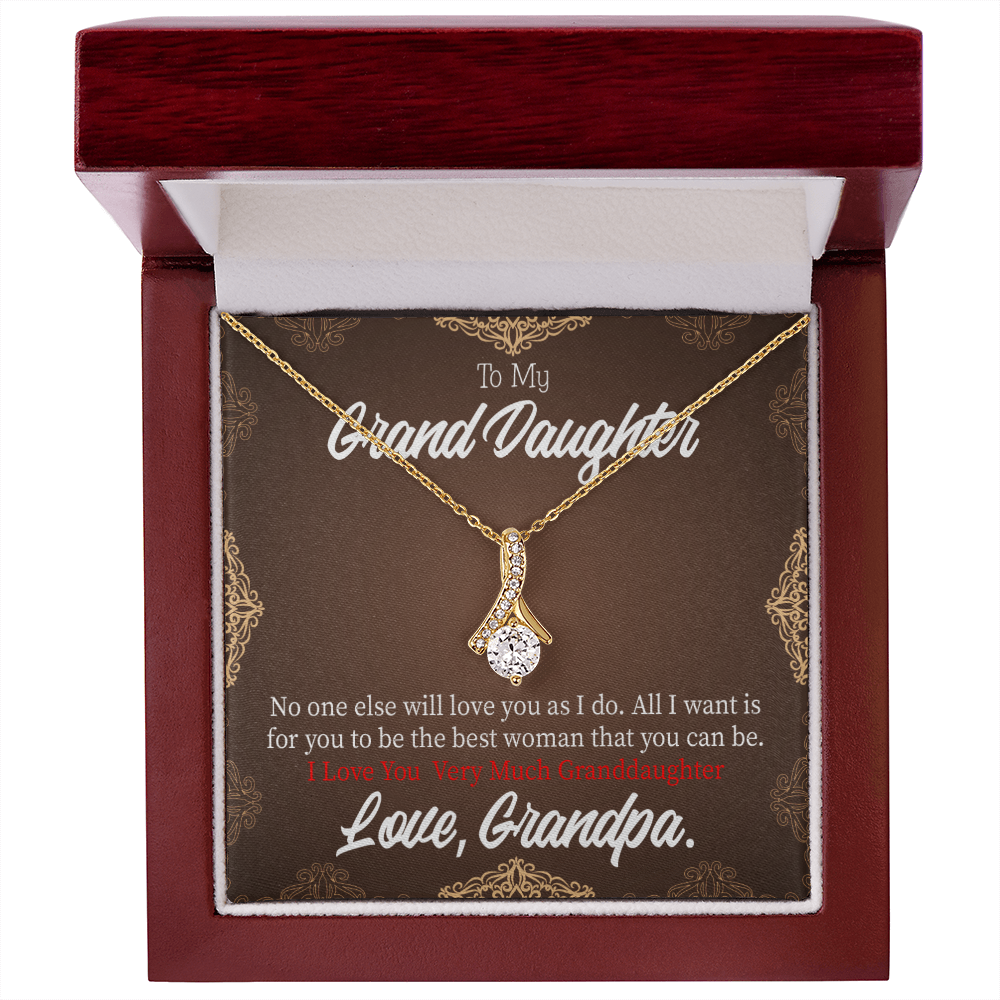 To My Granddaughter Grandpa Encouragement Alluring Ribbon Necklace Message Card-Express Your Love Gifts