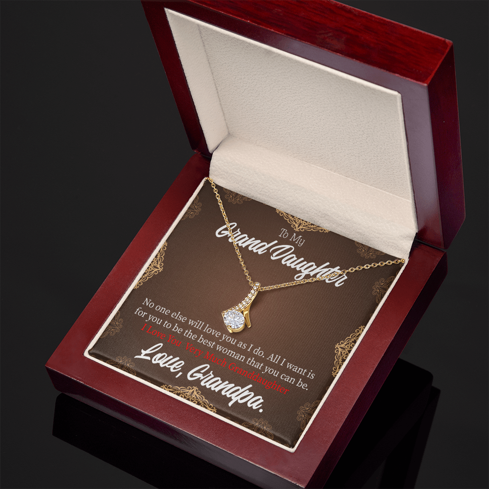 To My Granddaughter Grandpa Encouragement Alluring Ribbon Necklace Message Card-Express Your Love Gifts