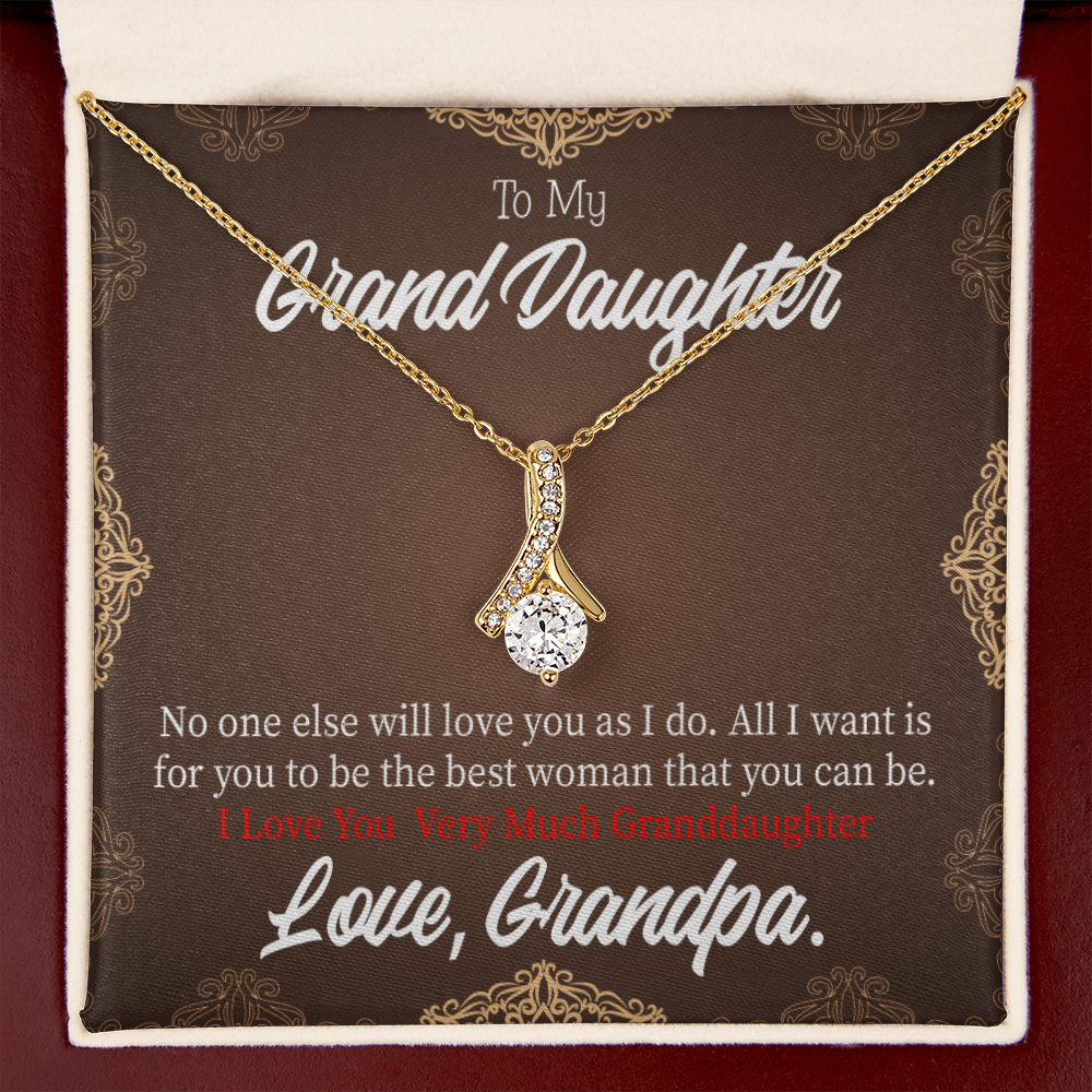 To My Granddaughter Grandpa Encouragement Alluring Ribbon Necklace Message Card-Express Your Love Gifts