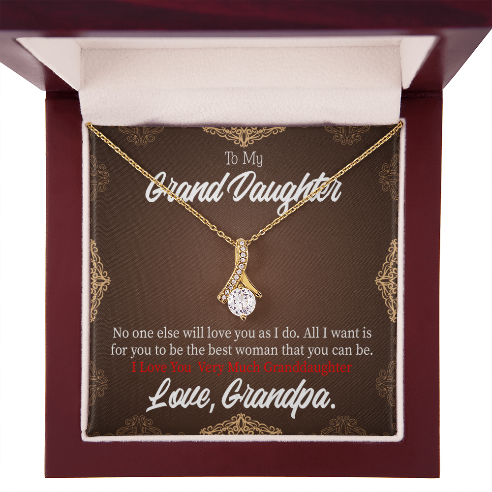 To My Granddaughter Grandpa Encouragement Alluring Ribbon Necklace Message Card-Express Your Love Gifts