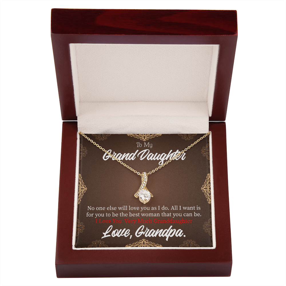To My Granddaughter Grandpa Encouragement Alluring Ribbon Necklace Message Card-Express Your Love Gifts