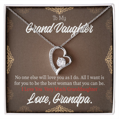 To My Granddaughter Grandpa Encouragement Forever Necklace w Message Card-Express Your Love Gifts