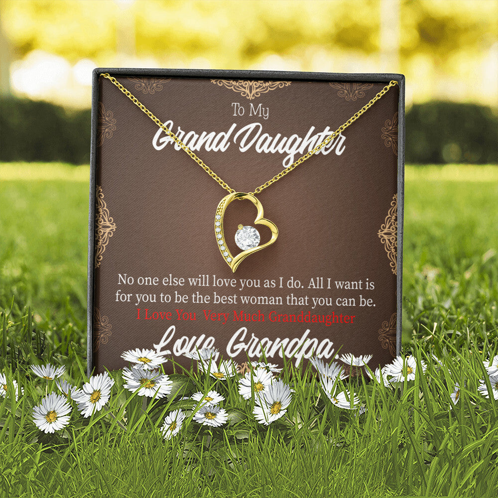 To My Granddaughter Grandpa Encouragement Forever Necklace w Message Card-Express Your Love Gifts