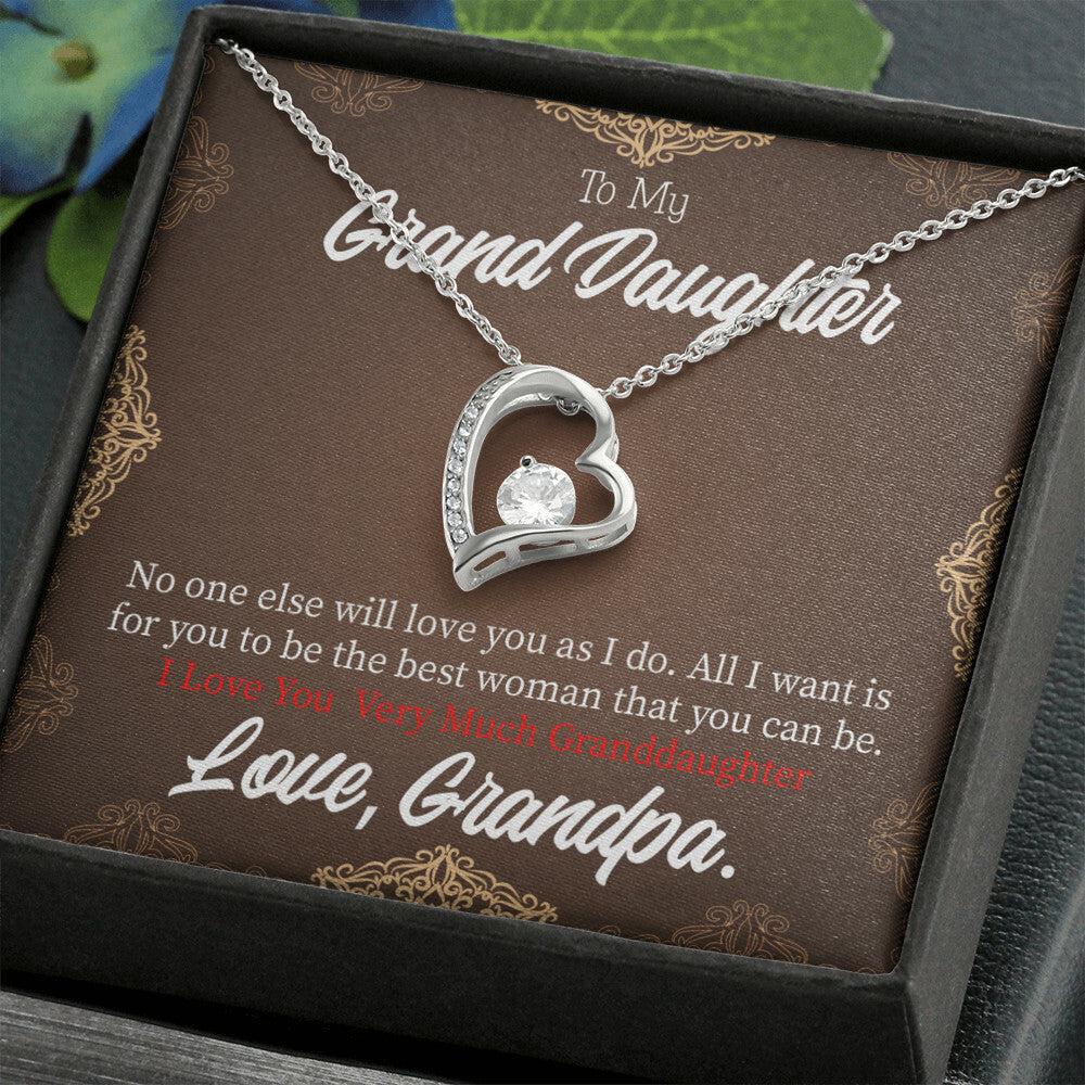 To My Granddaughter Grandpa Encouragement Forever Necklace w Message Card-Express Your Love Gifts