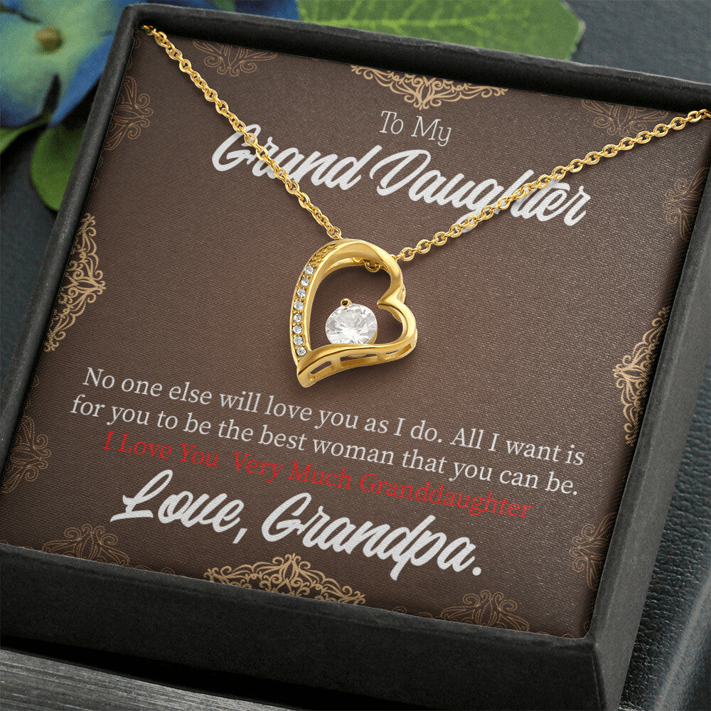 To My Granddaughter Grandpa Encouragement Forever Necklace w Message Card-Express Your Love Gifts