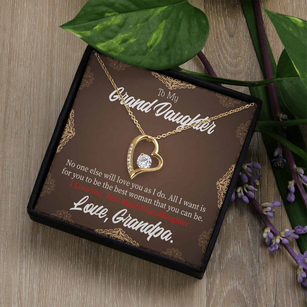 To My Granddaughter Grandpa Encouragement Forever Necklace w Message Card-Express Your Love Gifts