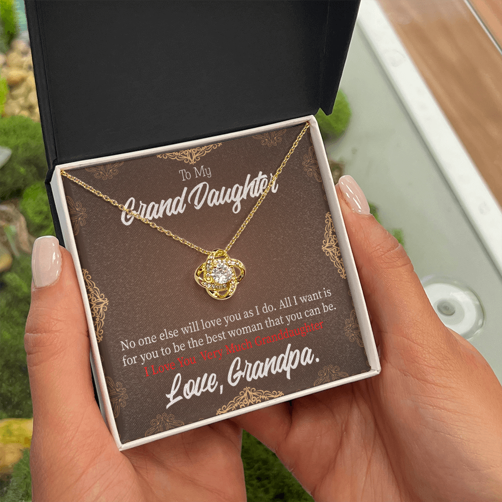 To My Granddaughter Grandpa Encouragement Infinity Knot Necklace Message Card-Express Your Love Gifts